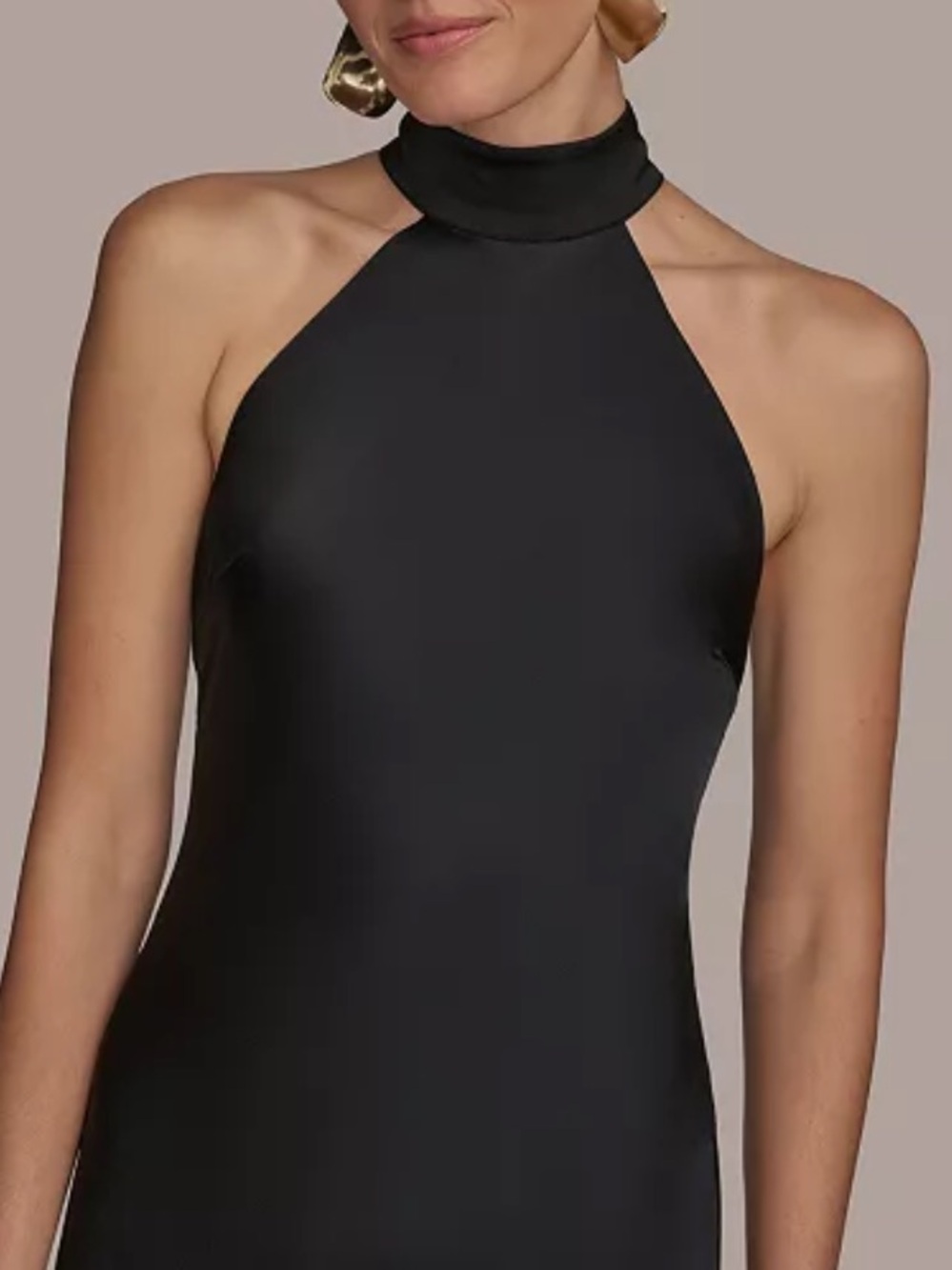 Donna Karan High Neck Fringe Maxi Gown Black size 14 NWT - Picture 3 of 12